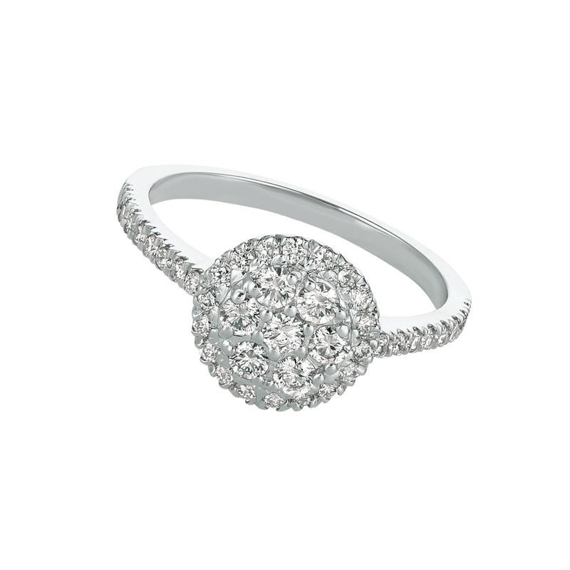 Contemporary 0.75 Carat Natural Diamond Ring G SI 14 Karat White Gold For Sale