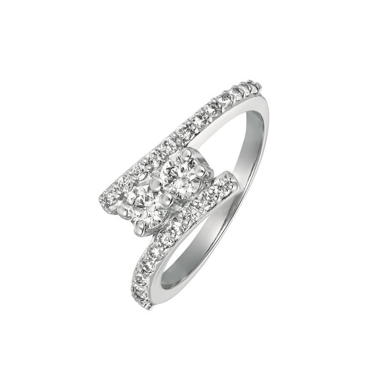 Contemporary 0.75 Carat Natural Diamond Ring G SI 14 Karat White Gold For Sale