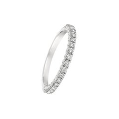 Anillo apilable de diamantes naturales de 0,75 quilates G SI Oro blanco de 14 quilates