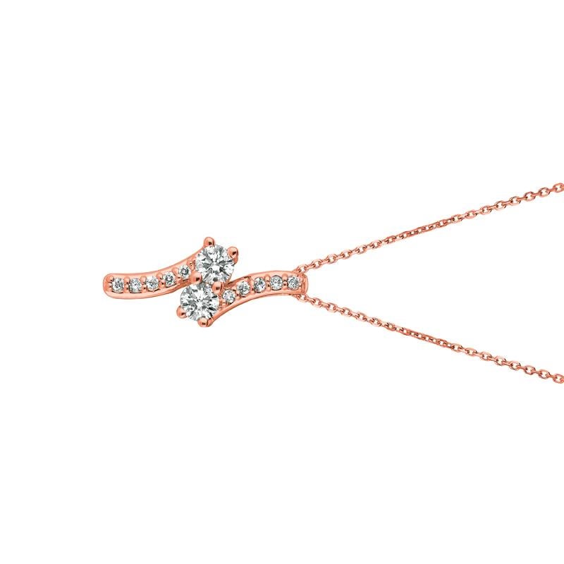 0.75 Carat Natural Diamond Two Stone Style Necklace 14K Rose Gold

100% Natural Diamonds, Not Enhanced in any way Round Cut Diamond Necklace with 18'' chain
0.75CT
G-H
SI
14K Rose Gold Prong style 3.9 gram
7/8 inch in height, 3/8 inch in width
2