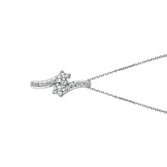 0.75 Carat Natural Diamond Two-Stone Style Necklace 14 Karat White Gold G SI