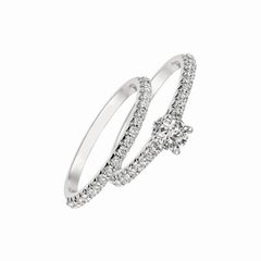 0.75 Carat Natural Round Cut Diamond Ring Set G SI 14 Karat White Gold