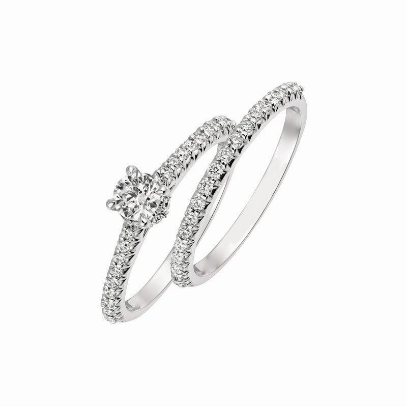 For Sale:  0.75 Carat Natural Round Cut Diamond Ring Set G SI 14 Karat White Gold 4