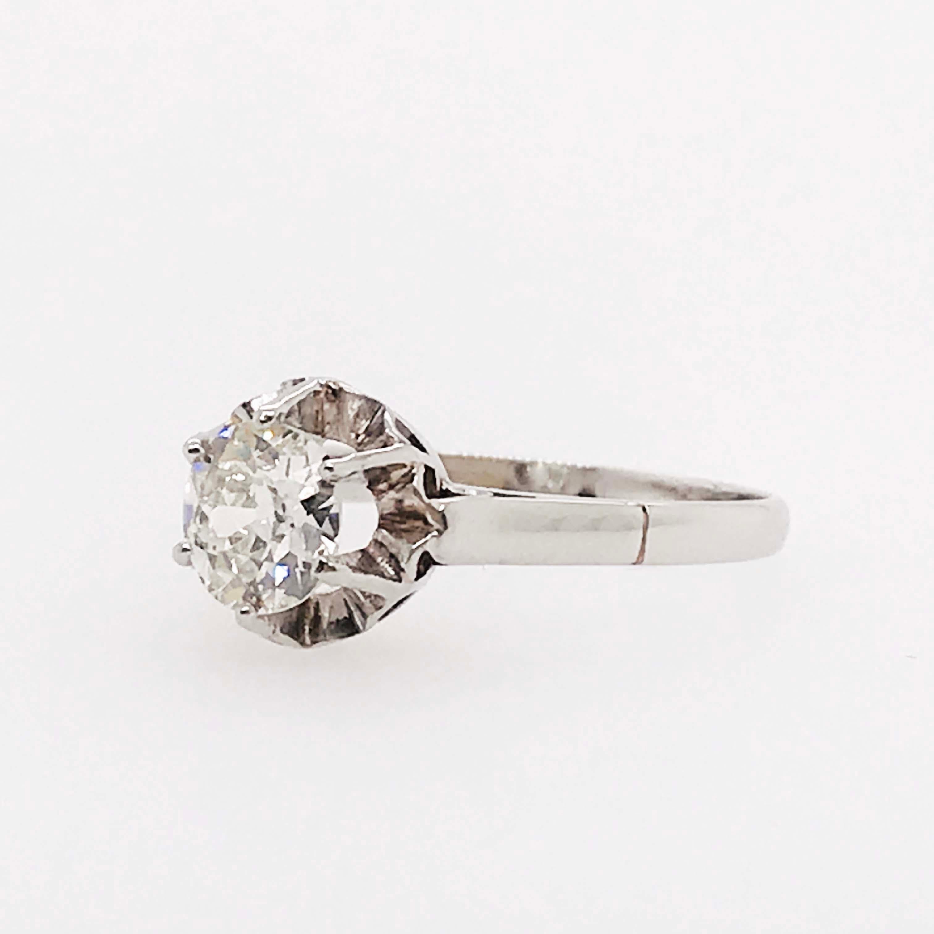 0.75 Carat Old European Cut Diamond Solitaire Custom Engagement Ring White Gold 1