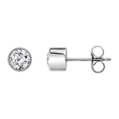 0.75 Carat Old European Cut Diamonds Set in Platinum Earrings