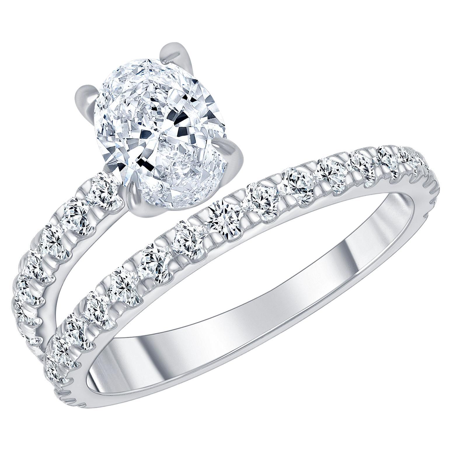 For Sale:  0.75 Carat Oval Cut Diamond Engagement Ring Design, '0.50 Carat Center Diamond'