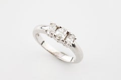 0.75 Carat Oval Diamond Three-Stone Engagement Ring in White Gold