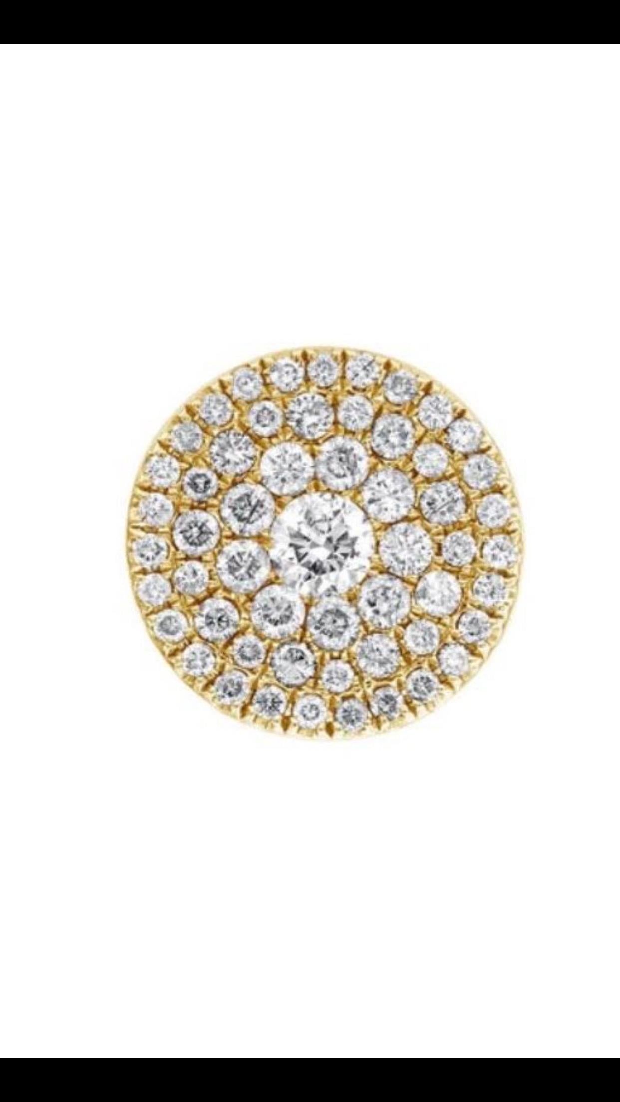 0,75 Karat Pave Cluster Runder weißer Diamant 18 Karat Gelbgold Ohrstecker (Rundschliff) im Angebot