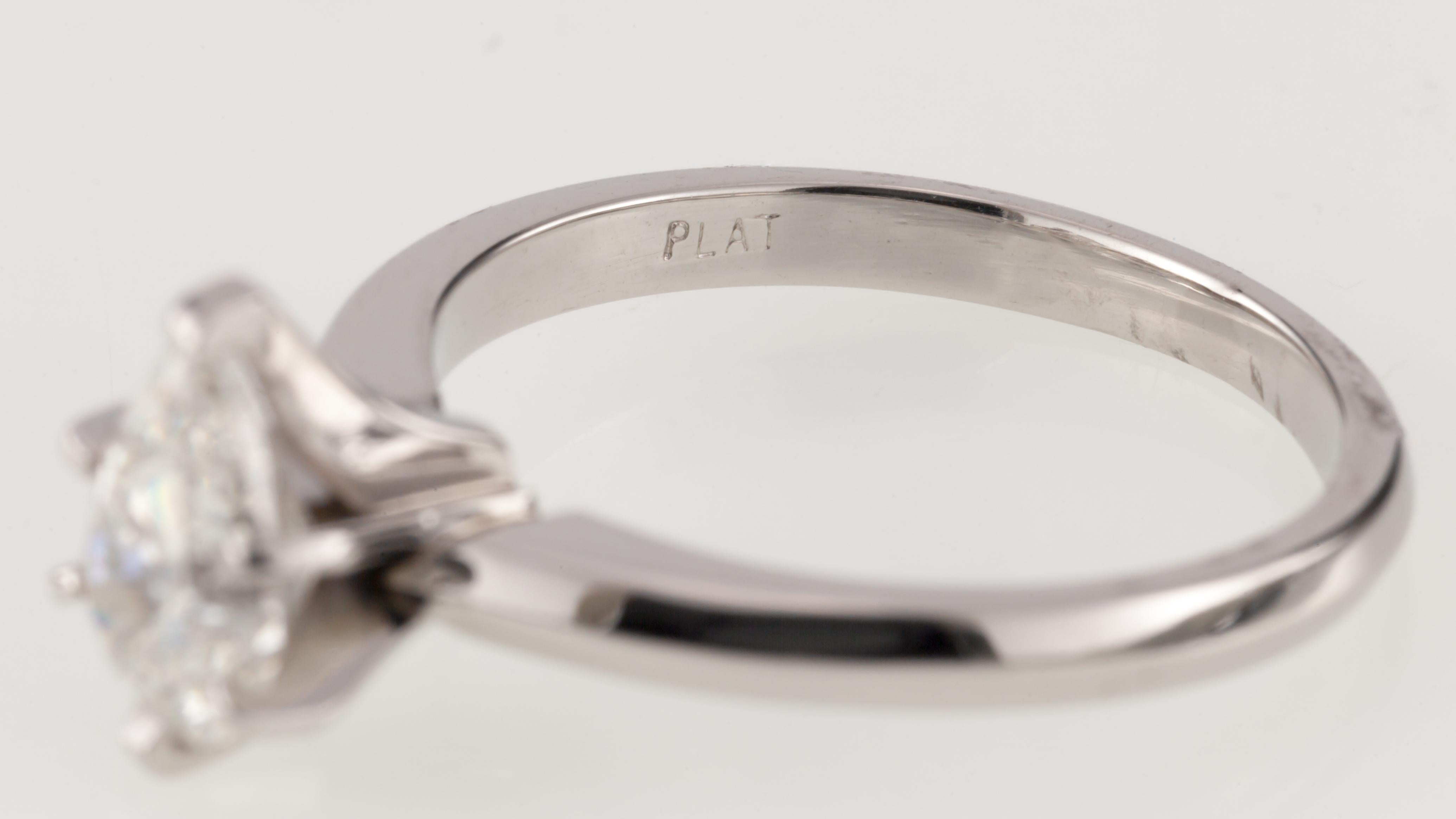Women's 0.75 Carat Pear Shaped Diamond Platinum Solitaire Engagement Ring For Sale