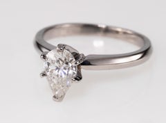 0.75 Carat Pear Shaped Diamond Platinum Solitaire Engagement Ring