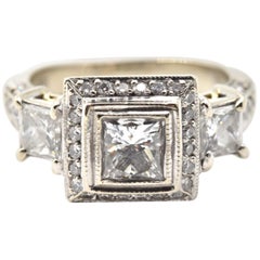 0.75 Carat Princess Cut Diamond 18 Karat White Gold Engagement Ring