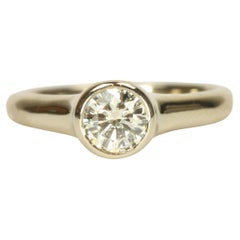 0.75 Carat Round Brilliant Cut Bezel Solitaire 14K Engagement Ring