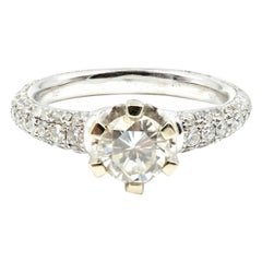 0.75 Carat Round Brilliant Cut Diamond 14 Karat White Gold Engagement Ring