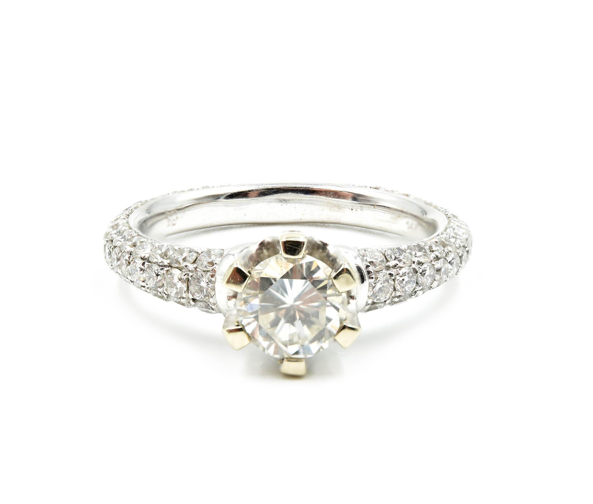 Anello di fidanzamento in oro bianco 14 carati con diamante rotondo taglio brillante da 0,75 carati In condizioni ottime in vendita a Scottsdale, AZ