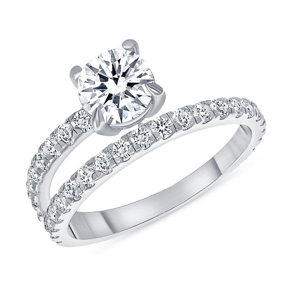 For Sale:  0.75 Carat Round Brilliant Cut Diamond Engagement Ring Design 0.50 Carat Center 2