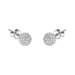 0.75 Carat Round Tresor Paris 6mm Diamond 18 Kt White Gold Ball Earrings