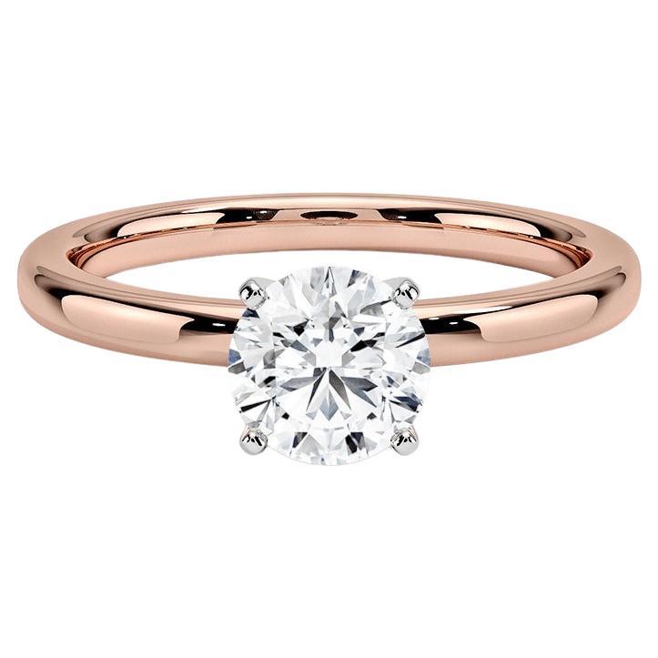 0.75 Carat Round Diamond 4-Prong Ring in 14k Rose Gold