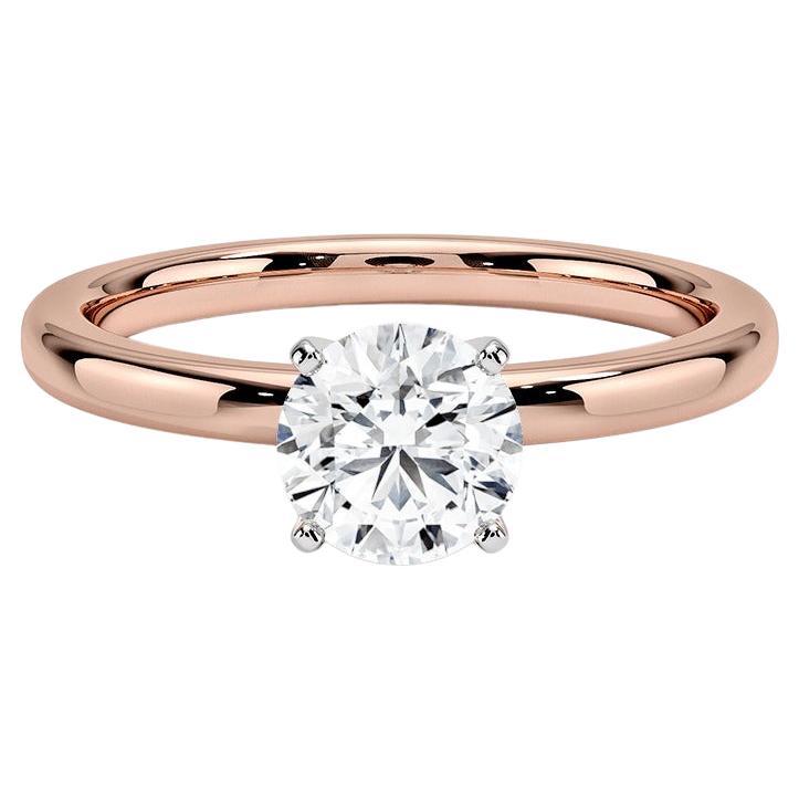 0.75 Carat Round Diamond 4-Prong Ring in 14k Rose Gold For Sale