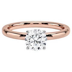 0.75 Carat Round Diamond 4-Prong Ring in 14k Rose Gold