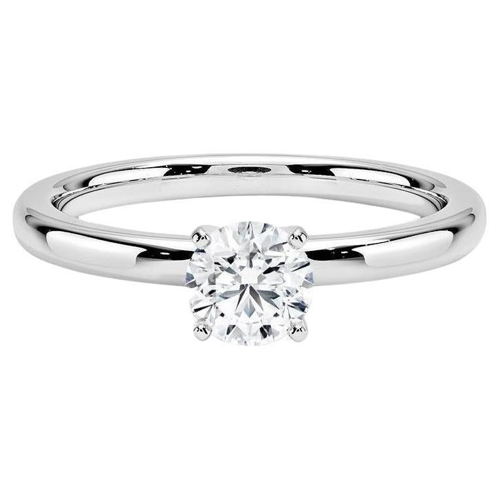 0.75 Carat Round Diamond 4-prong Ring in 14k White Gold For Sale