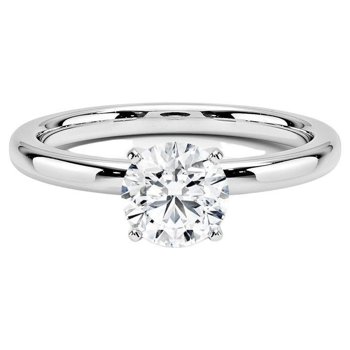 0.75 Carat Round Diamond 4-Prong Ring in 14k White Gold For Sale