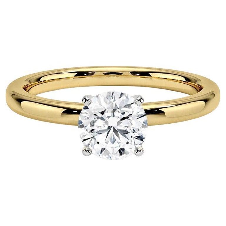 0,75 Karat runder Diamant-Ring mit 4 Zacken aus 14 Karat Gelbgold im Zustand „Neu“ im Angebot in Chicago, IL
