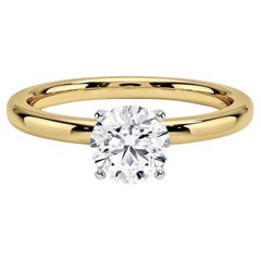 0,75 Karat runder Diamant-Ring mit 4 Zacken aus 14 Karat Gelbgold