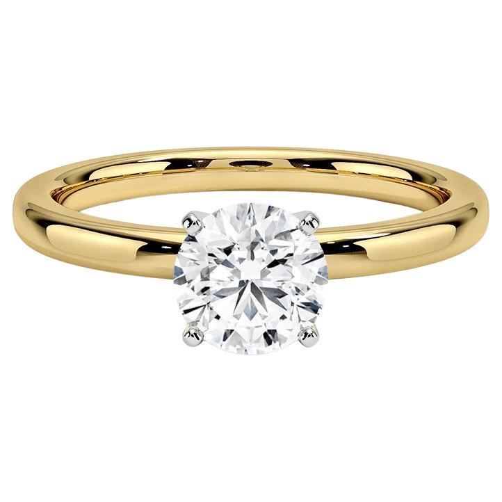 0.75 Carat Round Diamond 4-Prong Ring in 14k Yellow Gold For Sale