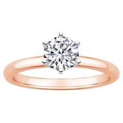0.75 Carat Round Diamond 6-Prong Ring in 14k Rose Gold