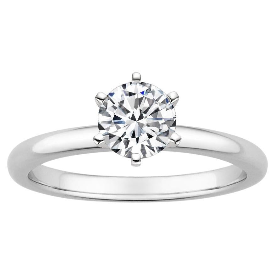 0.75 Carat Round Diamond 6-prong Ring in 14k White Gold For Sale