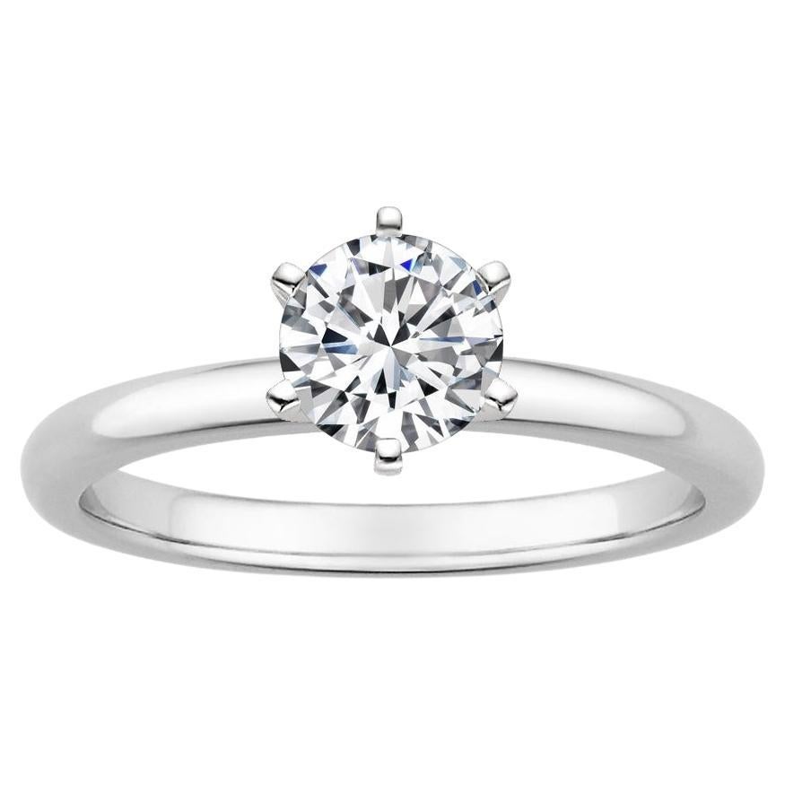 Bague à 6 griffes en or blanc 14 carats avec diamants ronds de 0,75 carat