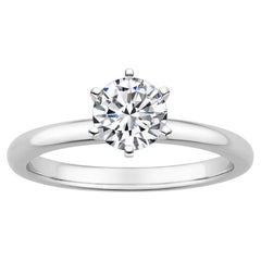 0.75 Carat Round Diamond 6-prong Ring in 14k White Gold