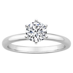 Bague à 6 griffes en or blanc 14 carats avec diamants ronds de 0,75 carat