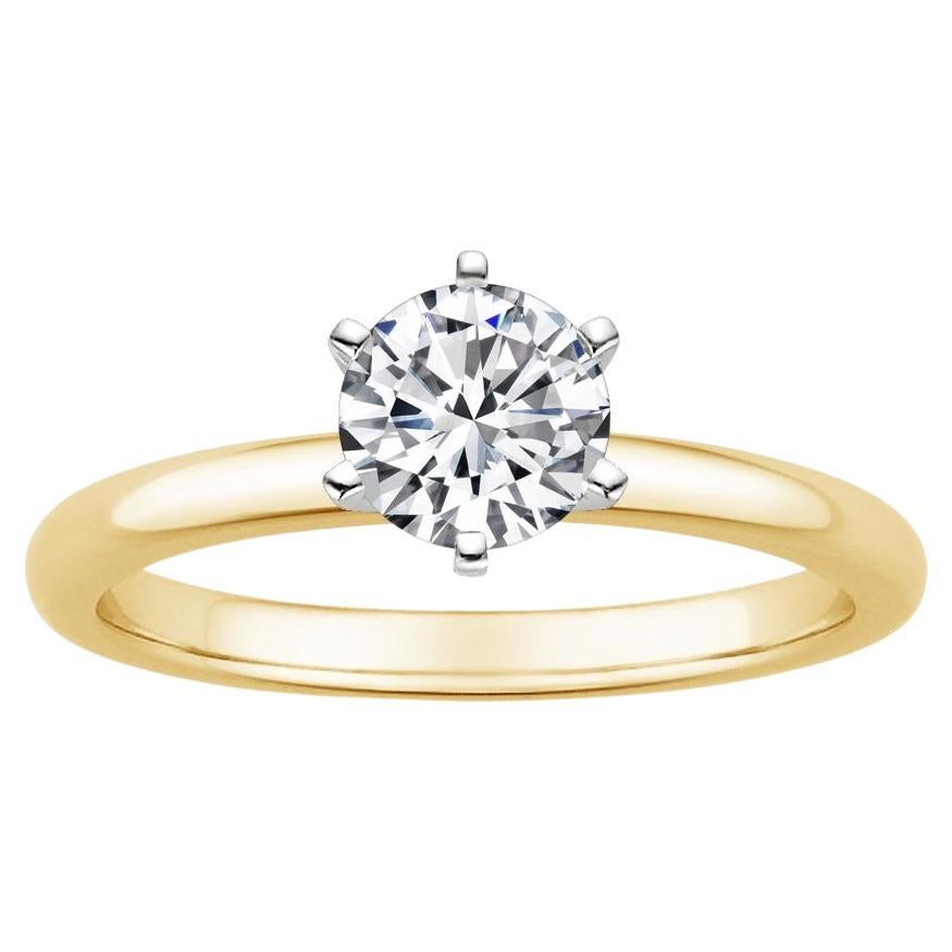 0.75 Carat Round Diamond 6-Prong Ring in 14k Yellow Gold For Sale