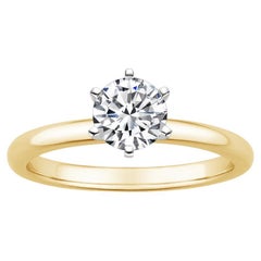 0.75 Carat Round Diamond 6-Prong Ring in 14k Yellow Gold