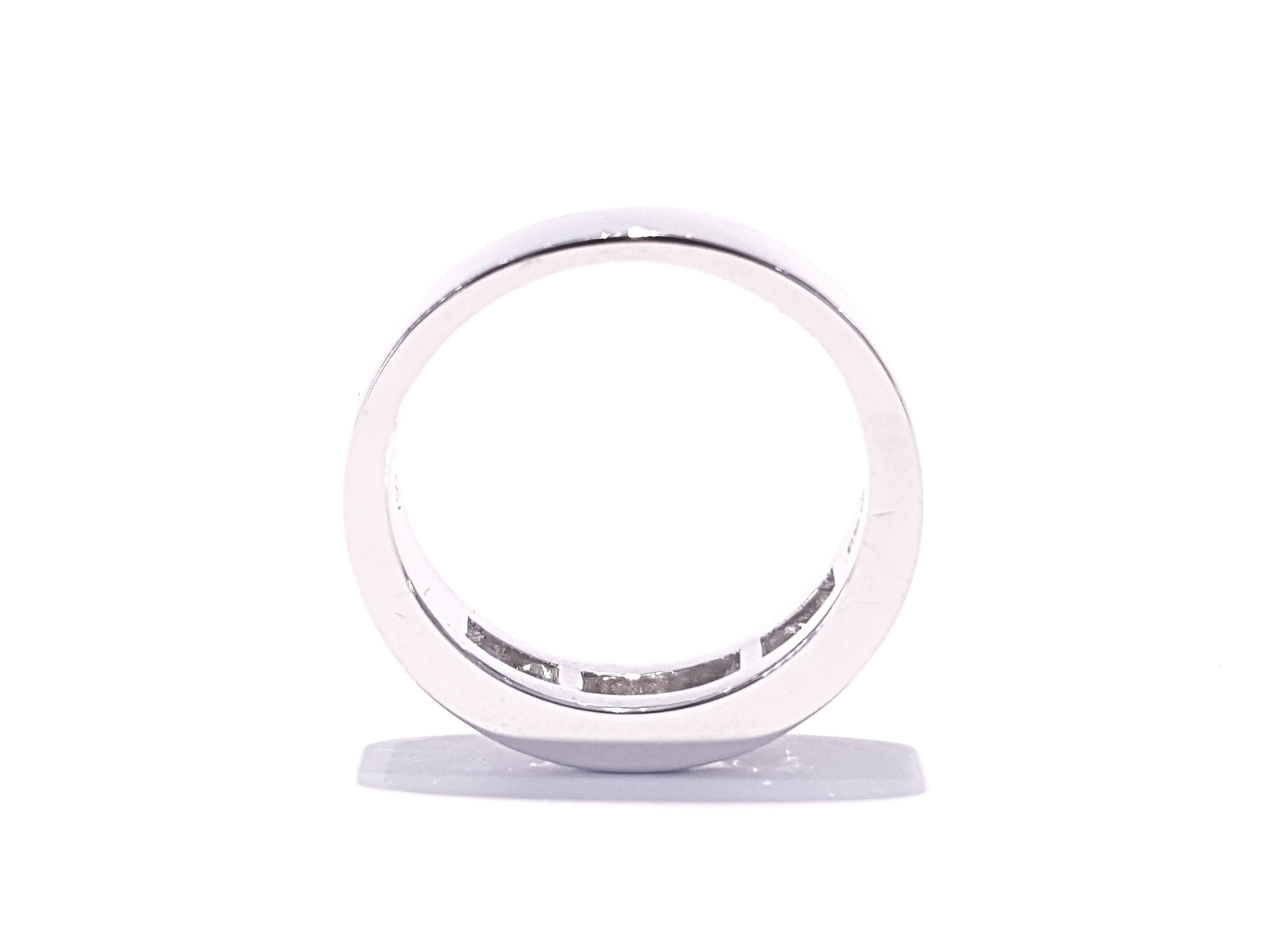 Modern 0.75 Carat Round Diamond Channel Set 18 Karat White Gold Half Eternity Band Ring For Sale