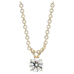 0.75 Carat Round Diamond Solitaire Pendant in 14 Karat Yellow Gold