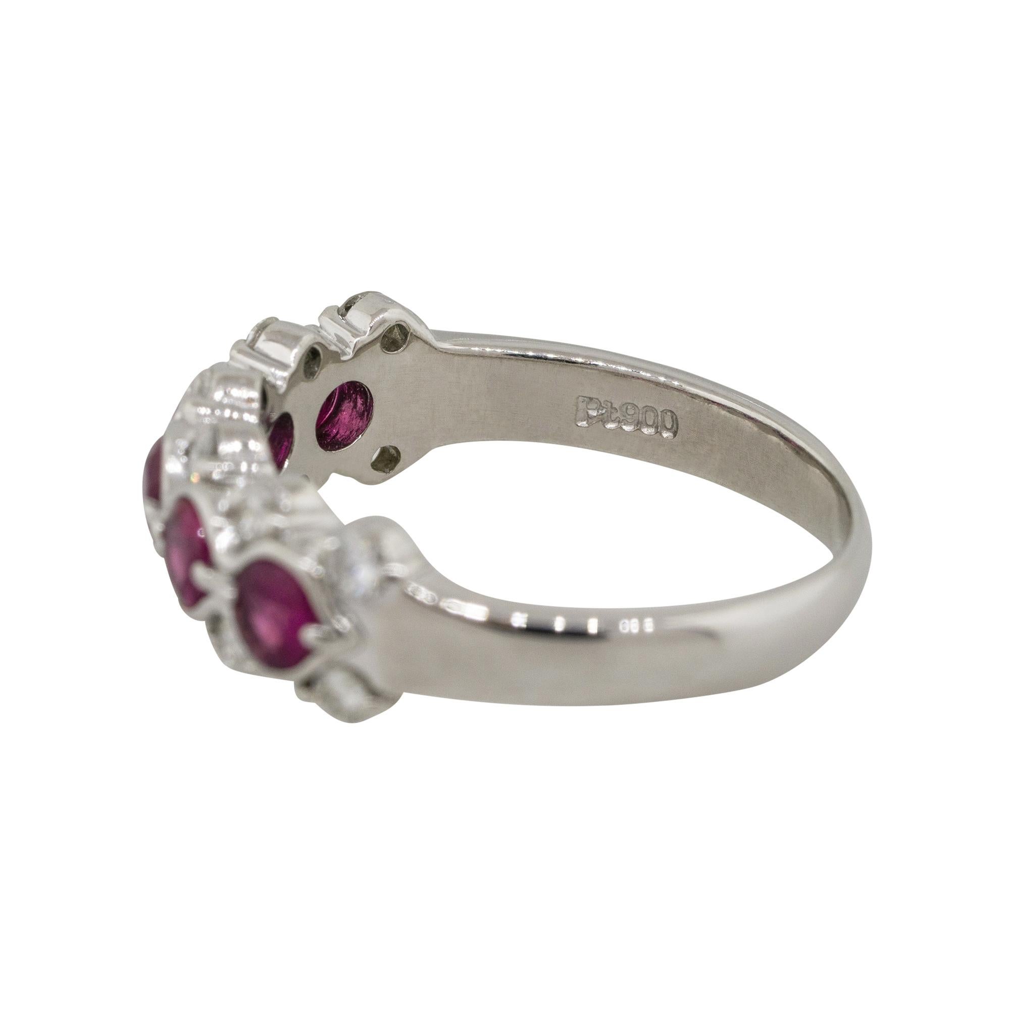 0.75 Carat Round Ruby Bezel Set Diamond Ring Platinum in Stock In New Condition For Sale In Boca Raton, FL