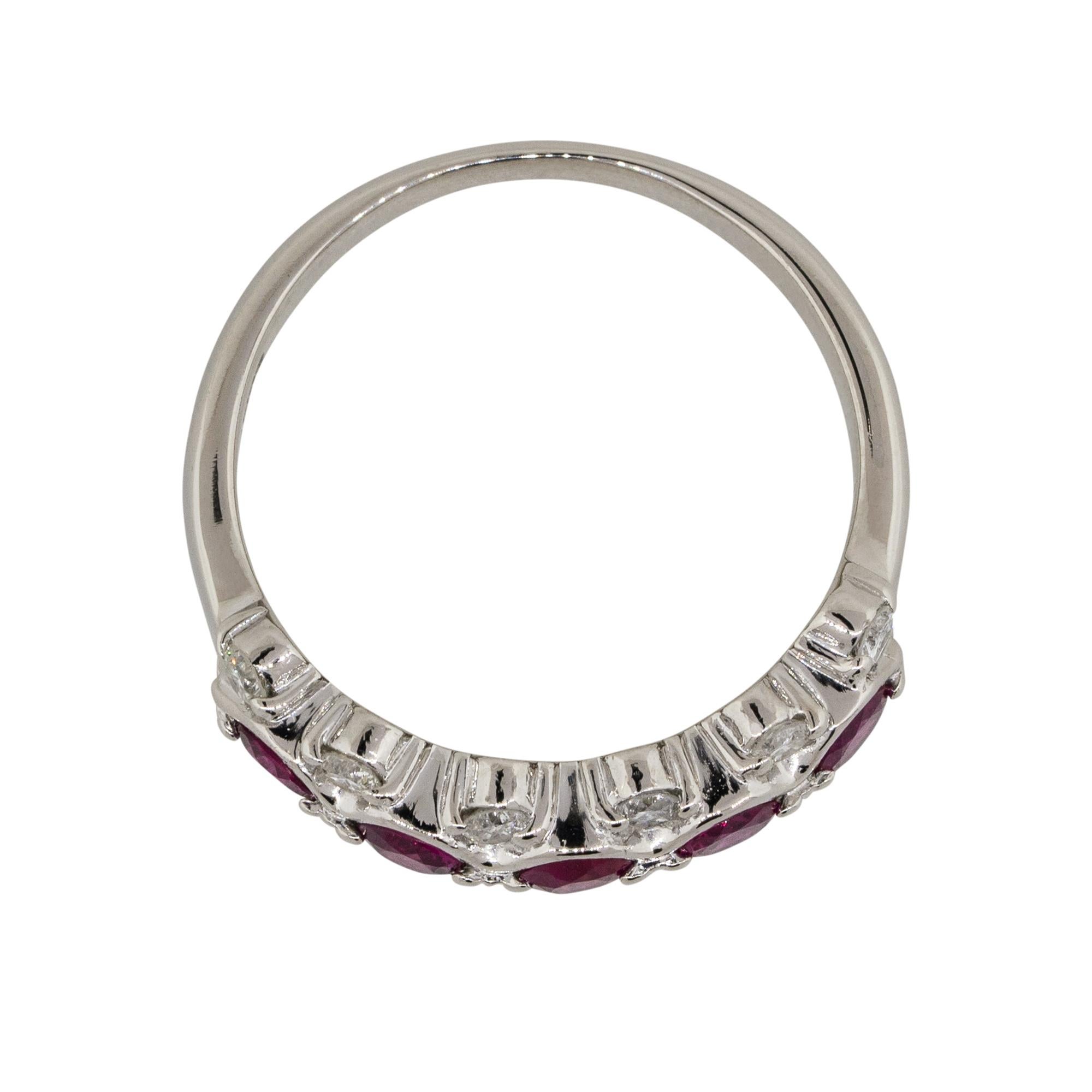 0.75 Carat Round Ruby Bezel Set Diamond Ring Platinum in Stock 1