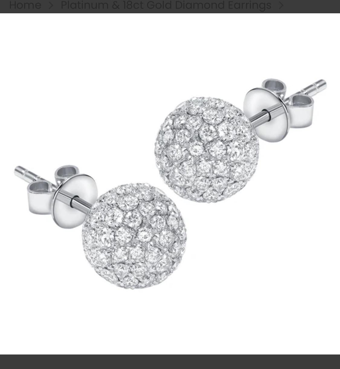 0.75 Carat Round Tresor Paris 6mm Diamond 18 Kt White Gold Ball Stud Earrings For Sale 4