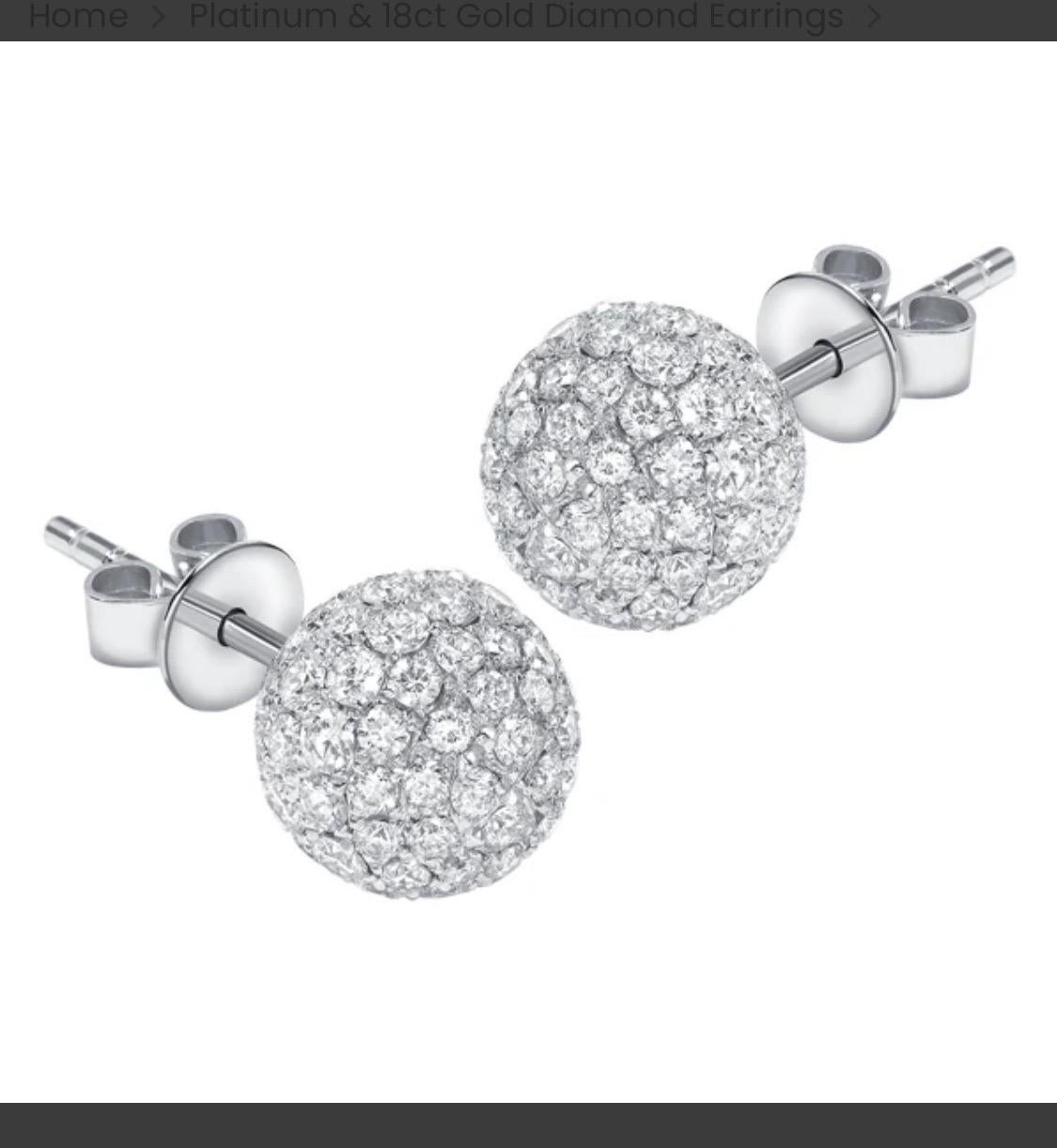 Pendientes redondos Tresor Paris de 0,75 quilates y 6 mm de diamantes en oro blanco de 18 quilates con forma de bola en venta 4