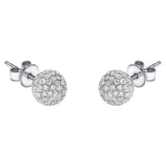 0.75 Carat Round Tresor Paris 6mm Diamond 18 Kt White Gold Ball Stud Earrings
