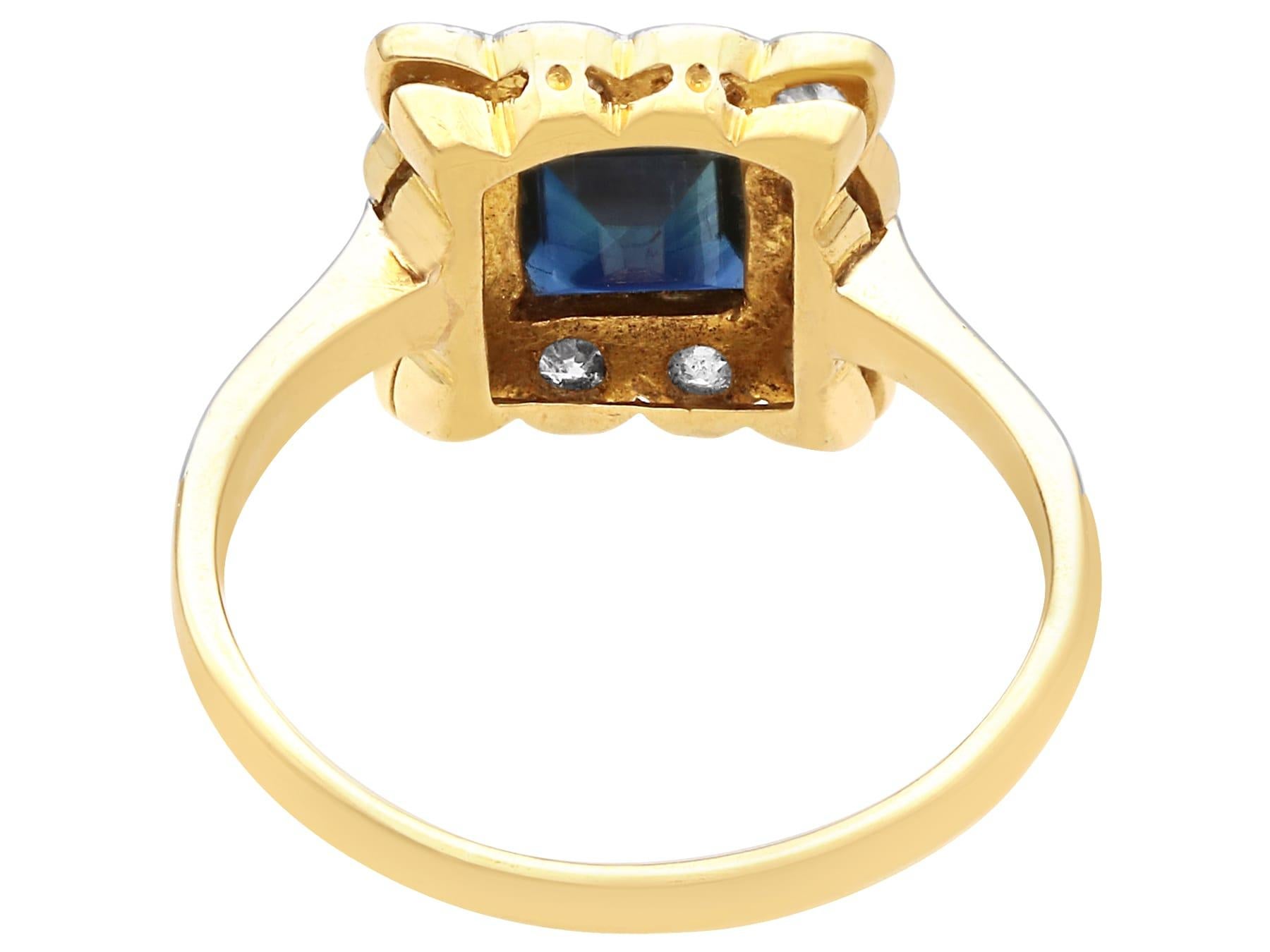 Zafiro de 0,75 Quilates y Diamante de 0,52 Quilates Anillo de Oro Amarillo de 18 Kilates para Vestir en Excelente estado para la venta en Jesmond, Newcastle Upon Tyne