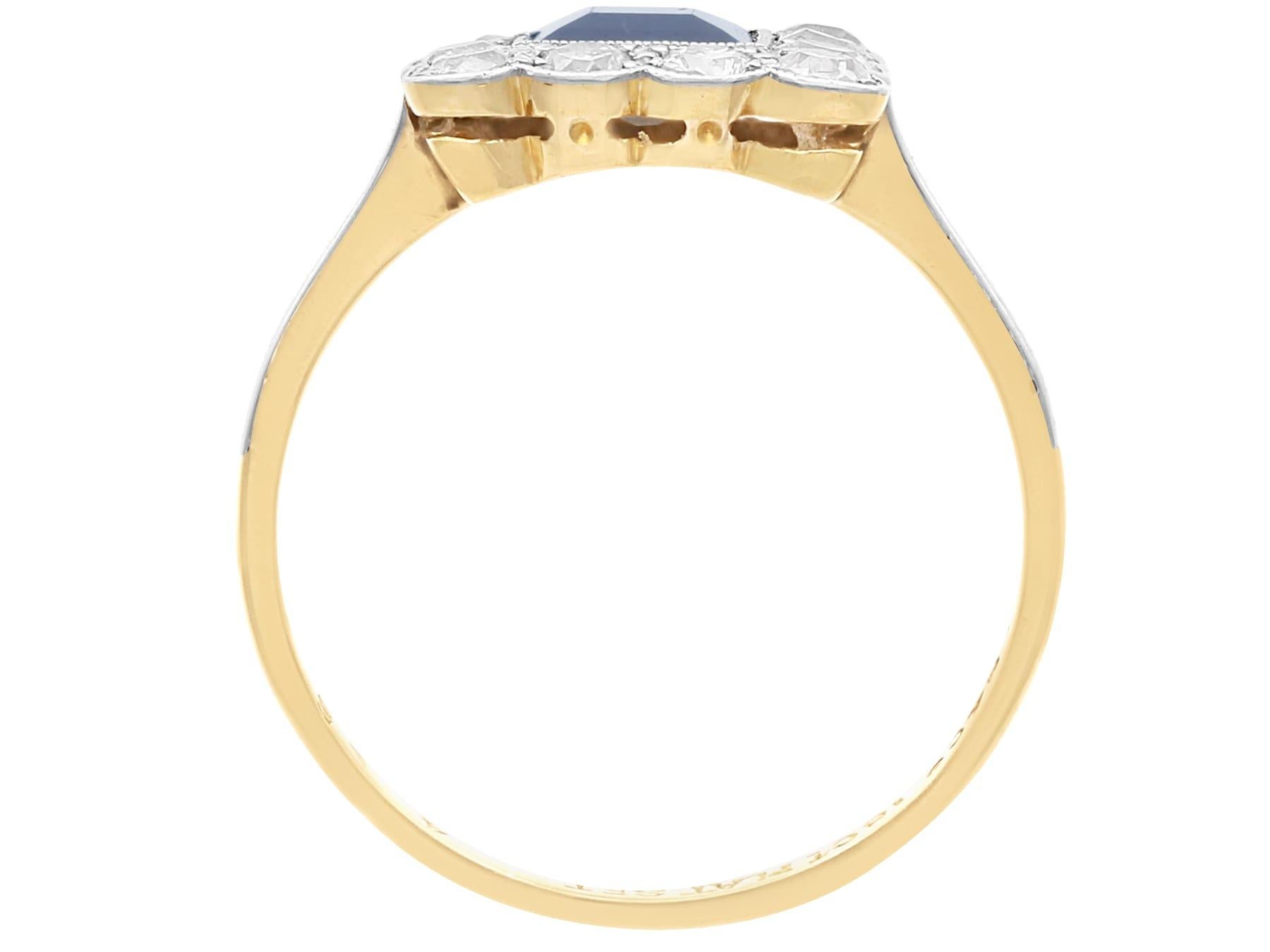 Femenino o masculino Zafiro de 0,75 Quilates y Diamante de 0,52 Quilates Anillo de Oro Amarillo de 18 Kilates para Vestir en venta