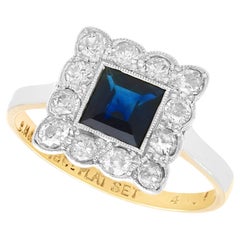 0.75 Carat Sapphire and 0.52 Carat Diamond 18 Karat Yellow Gold Dress Ring