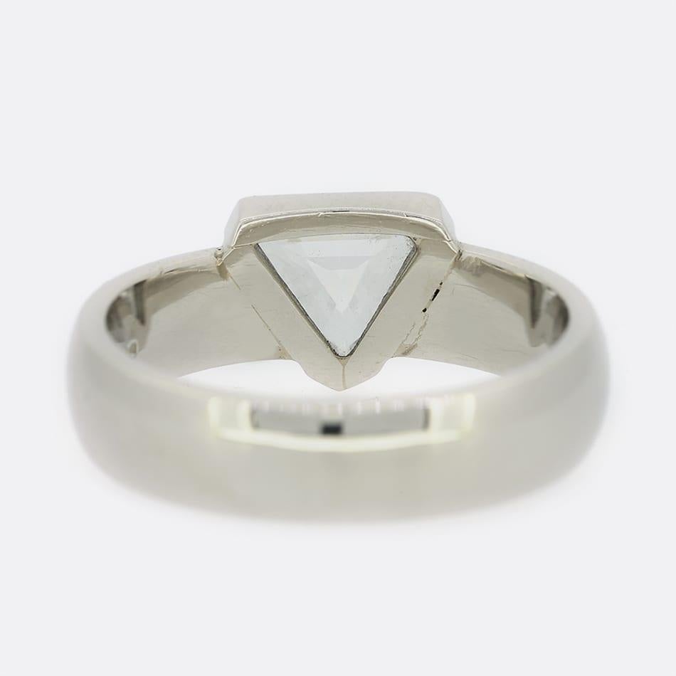 0.75 Carat Shield Cut Diamond Solitaire Engagement Ring In Good Condition For Sale In London, GB