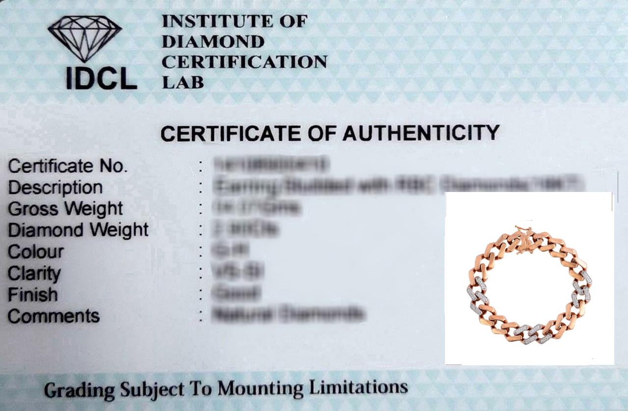 0.75 Carat SI/HI Diamond Cuban Link Chain Bracelet 18 Karat Rose Gold Jewelry For Sale 1