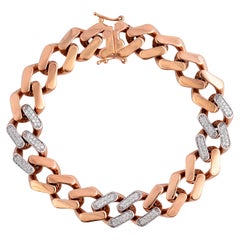 0.75 Carat SI/HI Diamond Cuban Link Chain Bracelet 18 Karat Rose Gold Jewelry