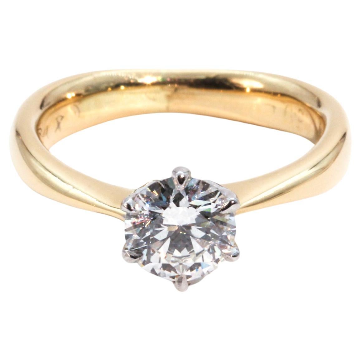 0.75 Carat Solitaire Diamond Vintage Engagement Ring in 18 Carat Yellow  Gold at 1stDibs