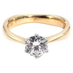 0.75 Carat Solitaire Diamond Vintage Engagement Ring in 18 Carat Yellow Gold